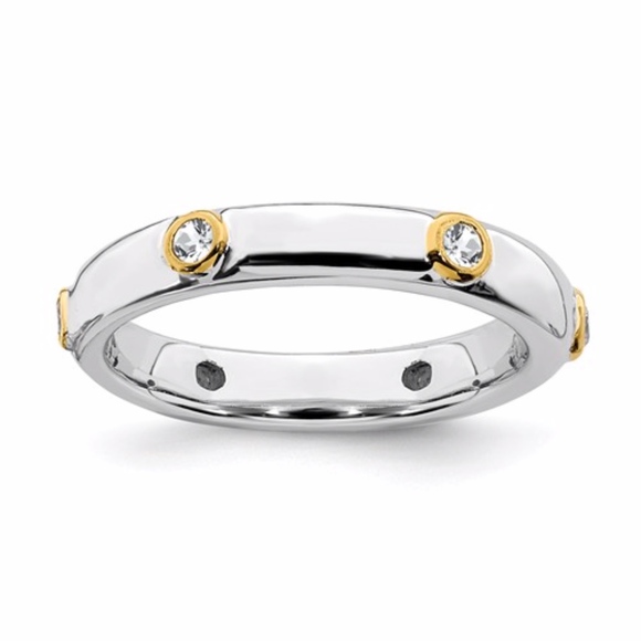 Sterling Silver Stackable Diamond Ring